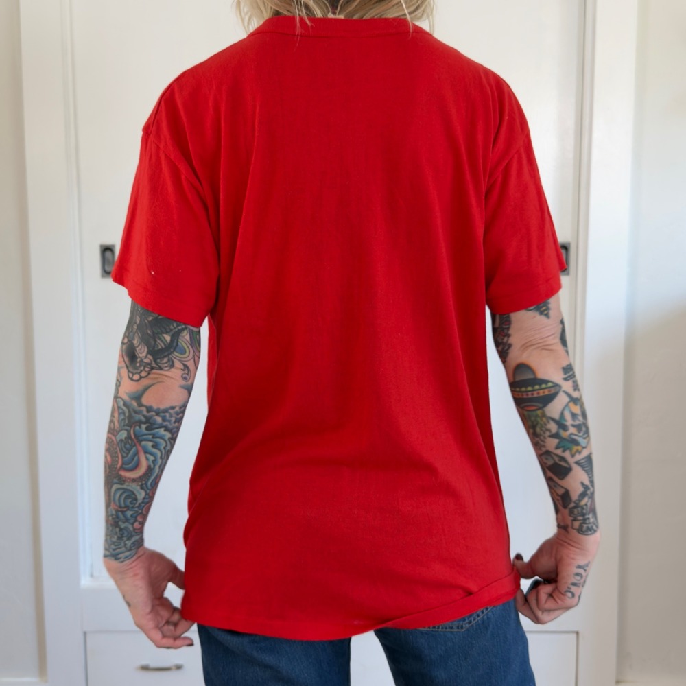 Vintage‎ Prentiss Red Pocket T-Shirt XL Made in USA Mounted Collar Cotton Blend - Picture 3 of 6